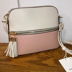 NWT Le Bag Pink and White Crossbody Purse